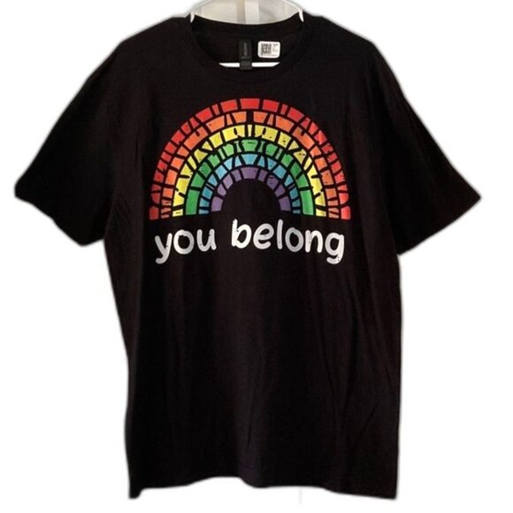 YOU BELONG Gay Pride LGBT Support And Respect Transgender T Shirt Mens Large - Picture 1 of 9